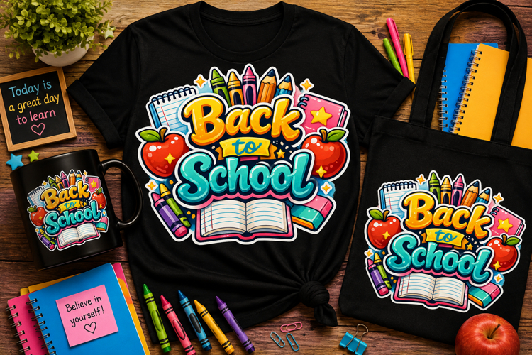 Back to School PNG | Colorful School Sublimation Design