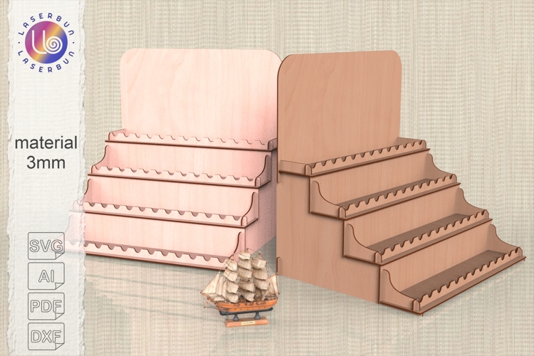 Laser Cut Step Shelf SVG with Rounded Notches