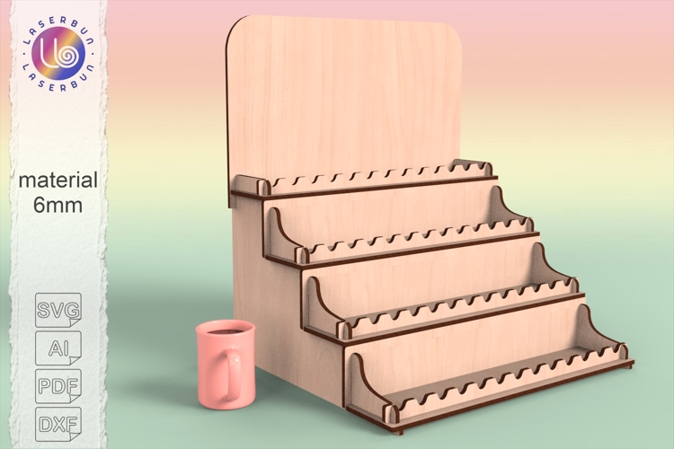 Strong Laser Cut Step Rack SVG with Back Panel