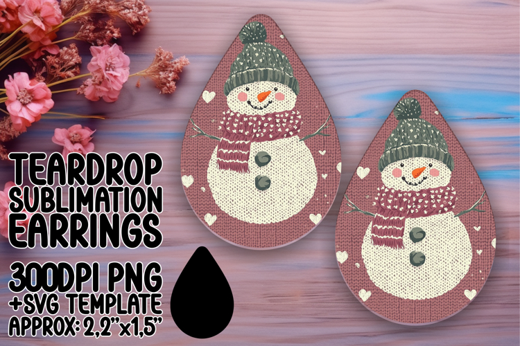 Stylish Teardrop Design for Sublimation Projects , Snowman