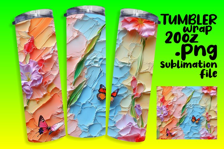 20oz Tumbler Design for Sublimation , 3D Flower