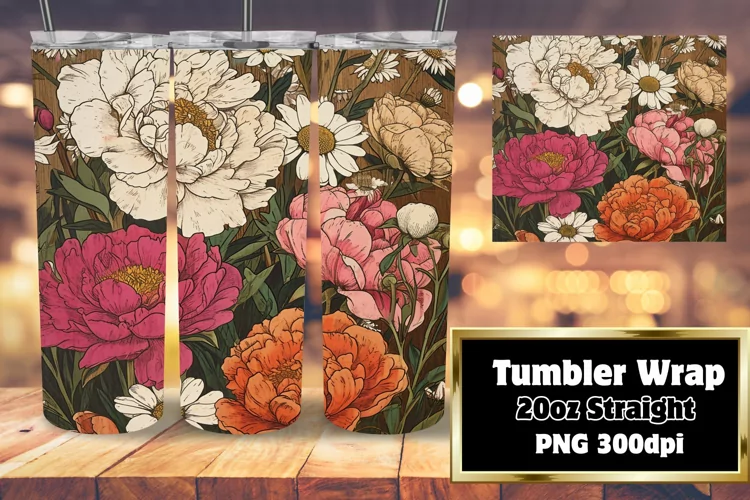 Timeless Vintage Flower Tumbler Wrap - 20oz