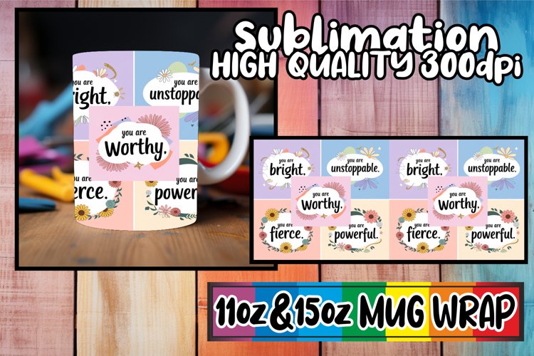 Vibrant escapes 11oz 15oz sublimation wrap, Quote example image 1
