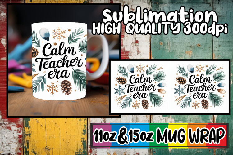 Vibrant escapes 11oz 15oz sublimation wrap, Teacher example image 1