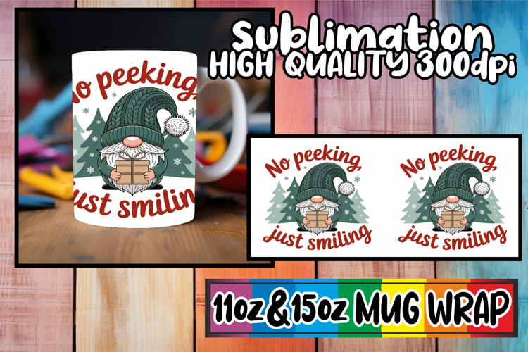 Colorful dreams 11oz 15oz sublimation wrap, Holiday Gnome example image 1