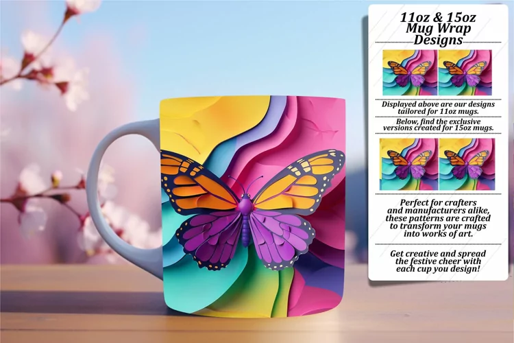 Fluttering Springtime Splendor: 3D Mug Wrap