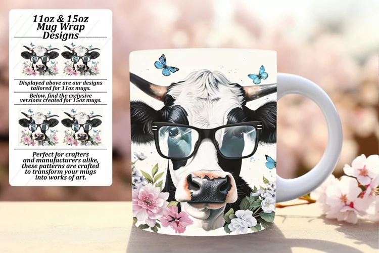 Watercolor Cow Fantasy Mug Wrap