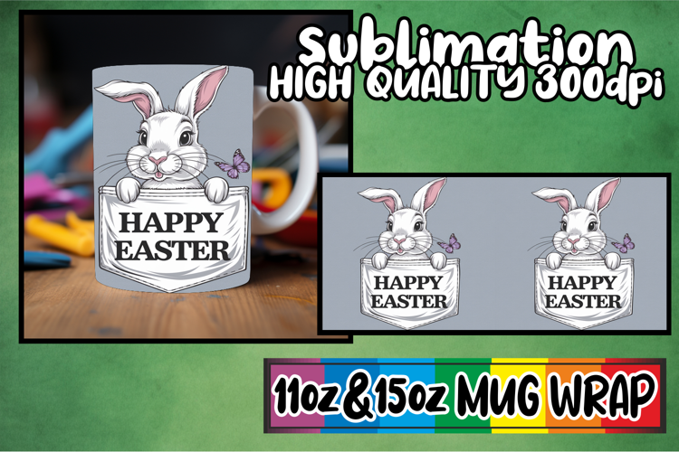 Bright outlooks 11oz 15oz sublimation wrap, Easter Animals