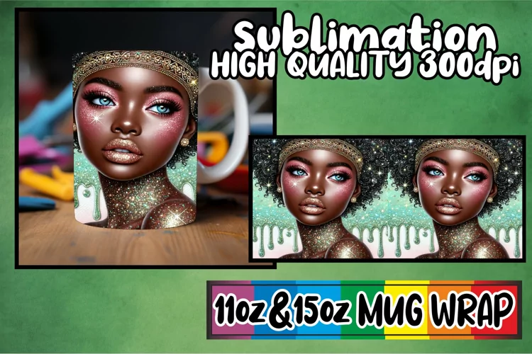 Whimsical views 11oz 15oz sublimation wrap, Afro Girl