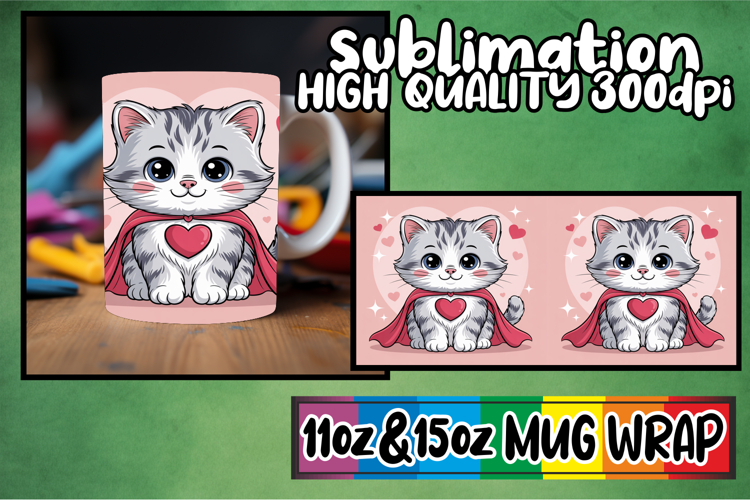 Sweet nostalgia 11oz 15oz sublimation wrap, Valentines Cat