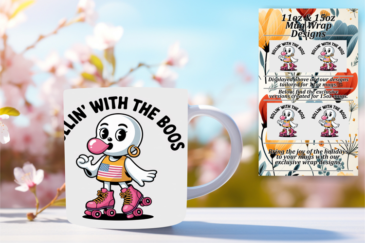 Glamorous 15oz Mug Wrap Png Artwork , Funny Ghost
