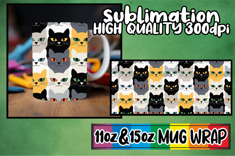 Lively spirit 11oz 15oz mug wrap, Funny Cat