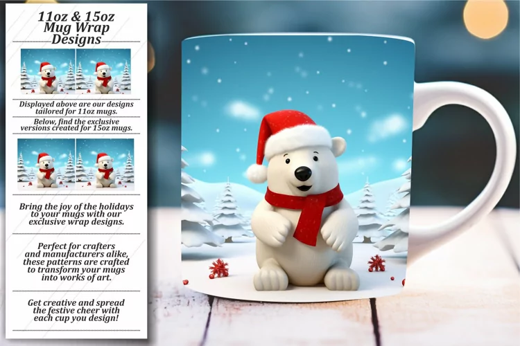 Vibrant Seasonal Charm: Holiday Mug Wrap Design