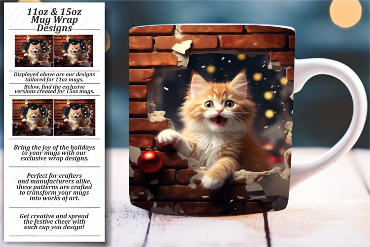 Christmas Kitten Cup Wrap Sublimation