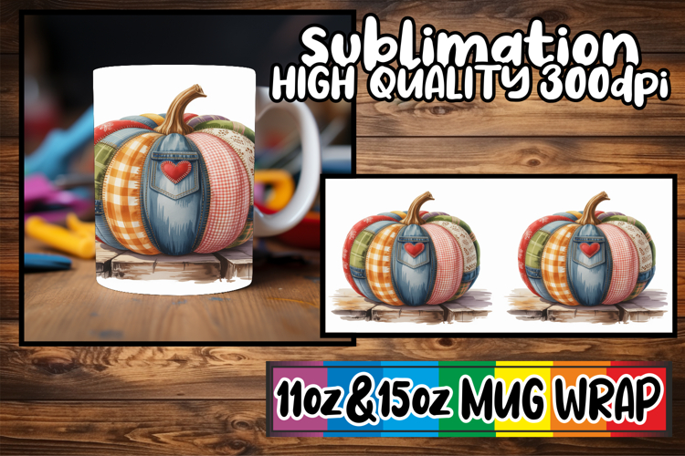 Breathtaking style sublimation 11oz 15oz mug wrap, Pumpkin W