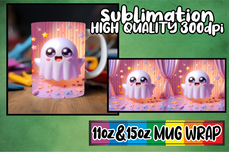 Blissful adventures 11oz 15oz sublimation wrap, 3D Cute Ghos