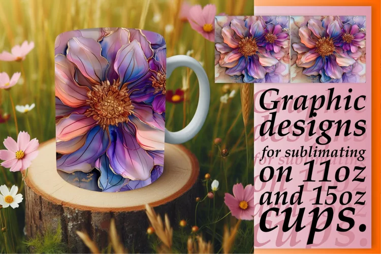 Glittery Flower Dreamland Mug Wrap: 3D Sublimation