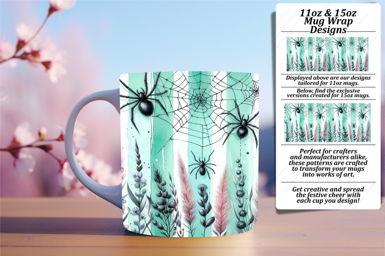 Bold 15oz Mug Wrap Png Template , Halloween example image 1