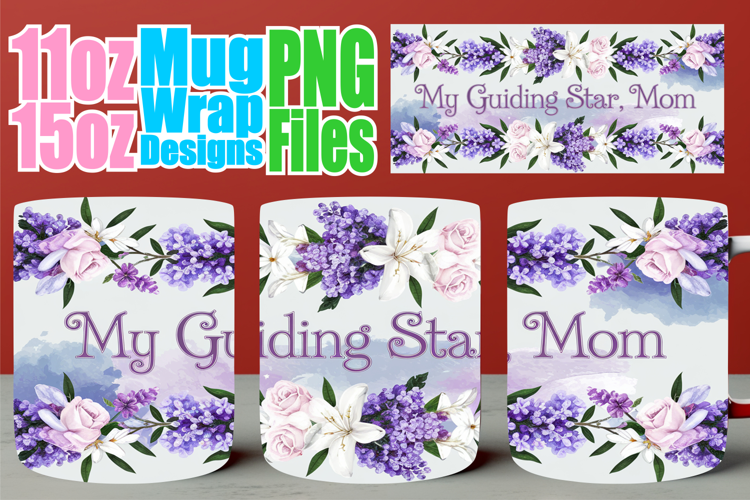 Pure elegance sublimation 11oz 15oz mug wrap, Mother's Day
