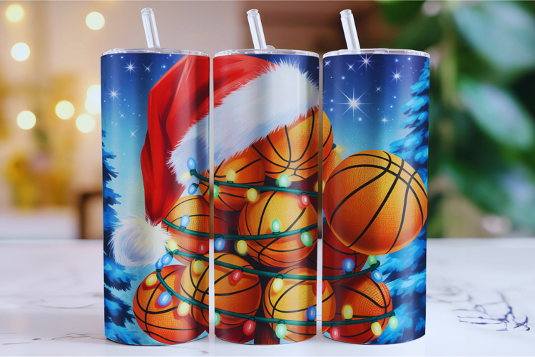 Merry Basketball Tumbler Wrap | Christmas Wrap