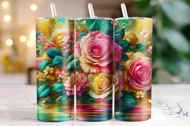 Flowers Tumbler Wrap | Sublimation | Tumblers