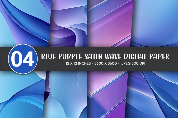 Blue Purple Satin Wave Digital Paper example image 1