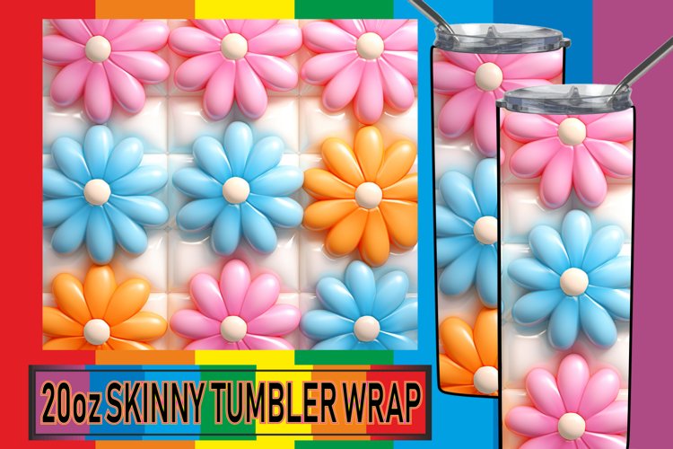 Dreamy Petal Perfection: 3D Inflated Puff Tumbler example image 1