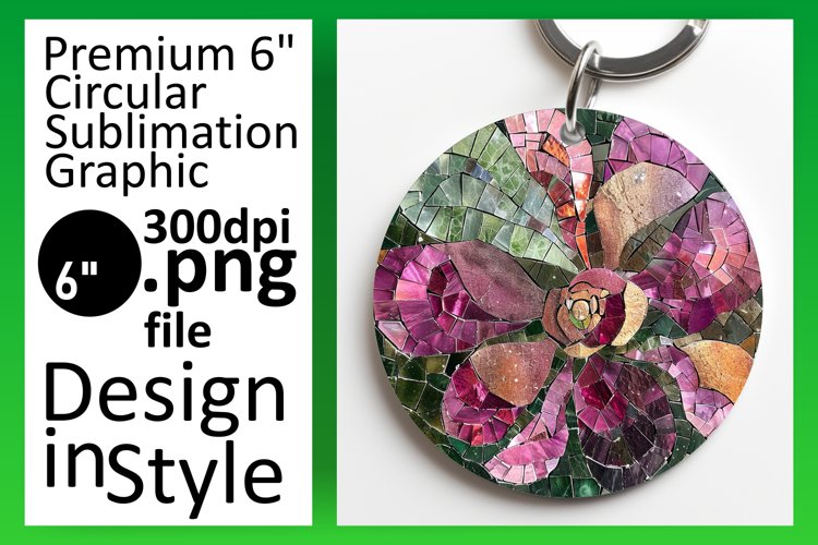 Abstract Floral Round Design Sublimation Keychain