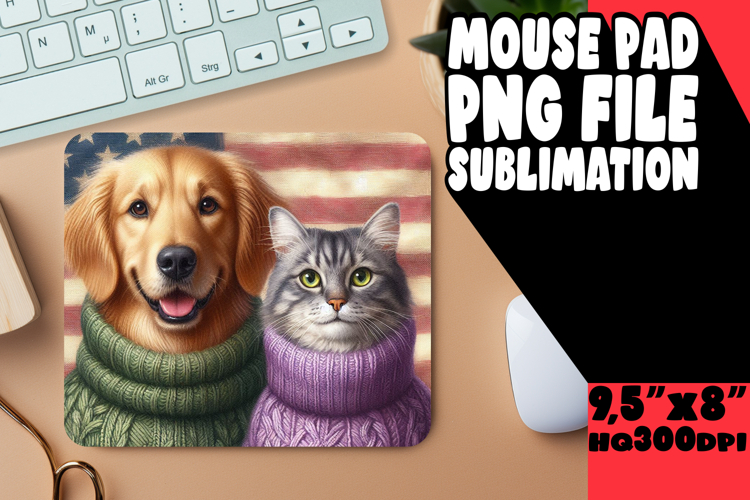 SWEET DESK PAD PNG STYLE, Dog and cat example image 1