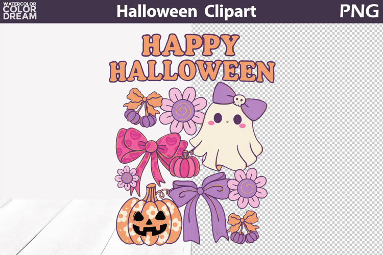 Floral Halloween Ghost Pumpkin | PNG Hot DTF Transfer Print