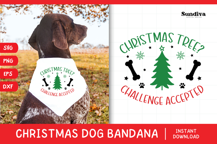 Christmas Dog Bandana Quotes SVG | Challenge Accepted