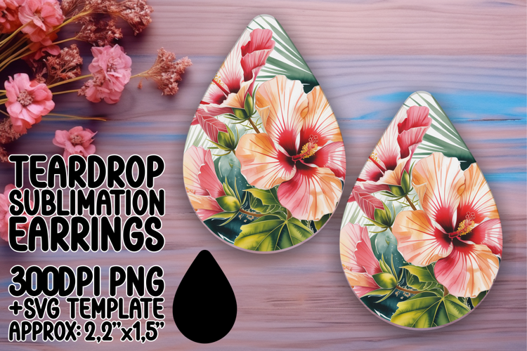 Stylish Teardrop Earrings PNG Artwork , Flowers