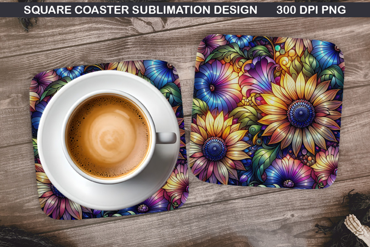 Flowers Coaster Sublimation, Spring Coaster PNG Design