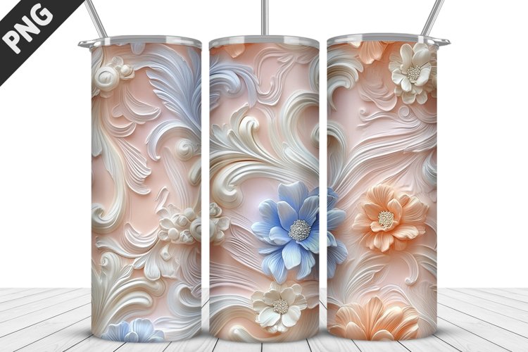 3D Daisy Flowers 20oz Tumbler Wrap | Sublimation Design example image 1