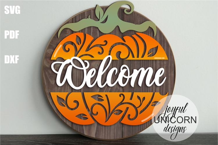 Floral Pumpkin Welcome Sign SVG | Pumpkin Monogram Sign SVG