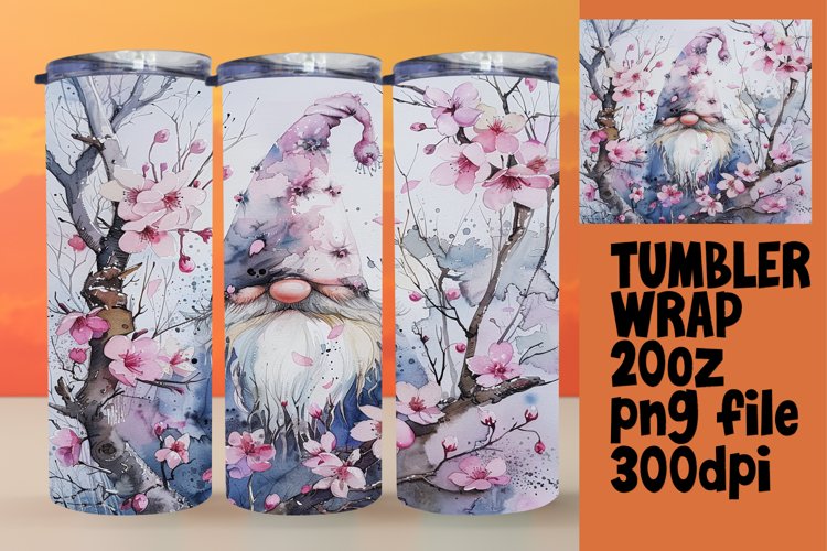 Summer Gnome Sublimation Tumbler Wrap 20oz example image 1