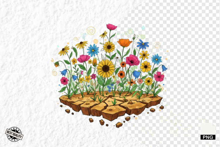 Whimsical Summer Wildflowers Clipart