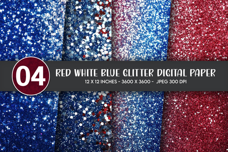 Red White Blue Glitter Digital Paper example image 1