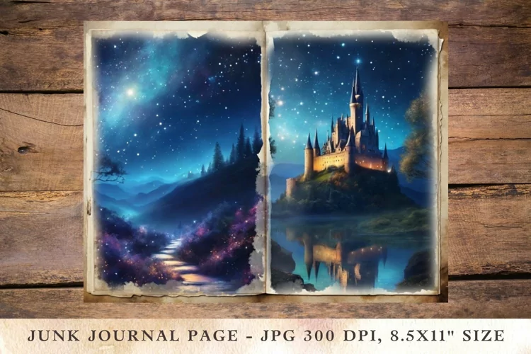 Printable Junk Journal Pages night castle 2