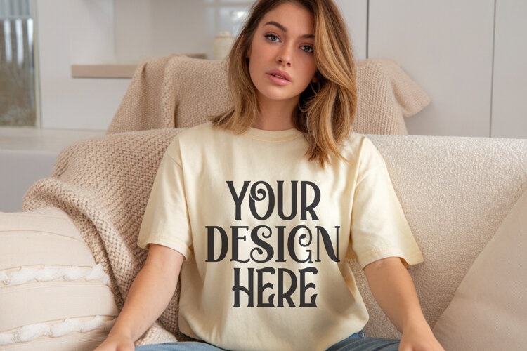 Butter Comfort Colors 1717 T-shirt Mockups,1717 Mockups example image 1