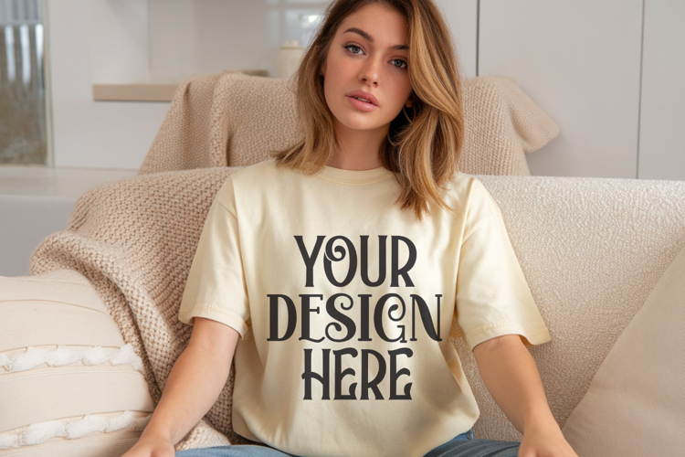 Butter Comfort Colors 1717 T-shirt Mockups,1717 Mockups