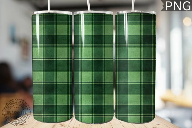 Green Plaid Tumbler Wrap - High Quality 300 Dpi