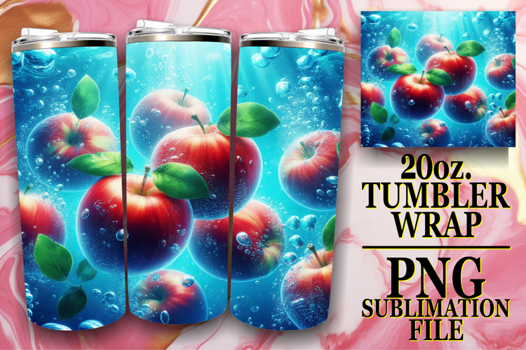 Vibrant Hearts 20oz tumbler wrap, 3D Fruits