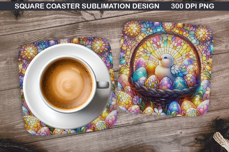 Chicks Coaster Sublimation, Easter Coaster PNG Design