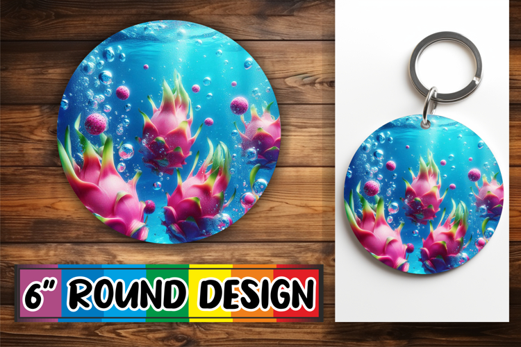 Joyful Coaster Round Design PNG, 3D Fruits