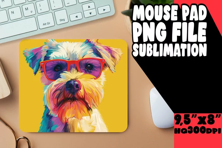 Vibrant Dog Portraits MousepaPlayful Pooch Sublimation Mat