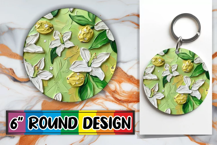 Blooming 3D Keychain Round Design