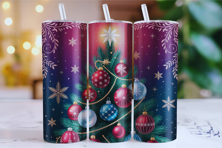 Merry Christmas Tree Tumbler Wrap | Christmas Wrap example image 1