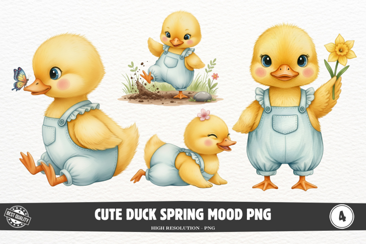 Cute Duck Spring Mood PNG