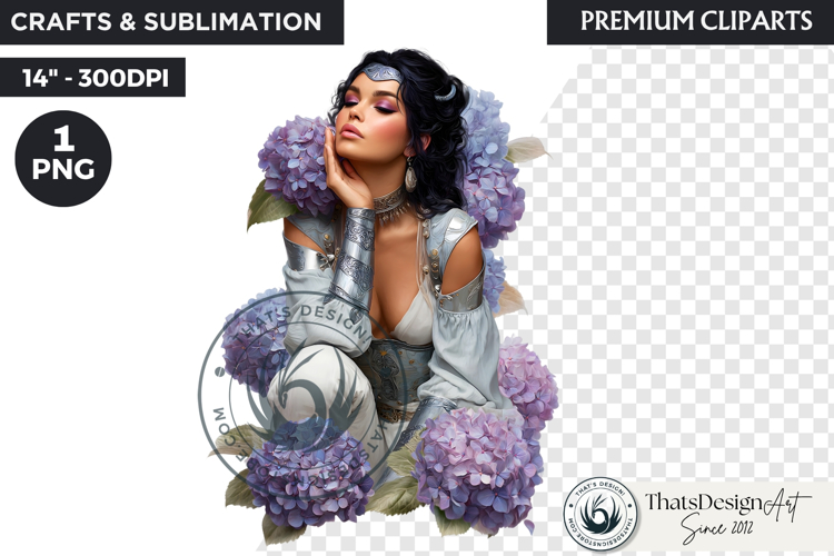 Royal Hydrangea Guardian Fantasy Warrior Floral Graphic